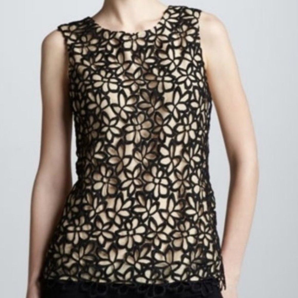 Lela Rose Neiman Marcus guipure lace sleeveless blouse size XS
